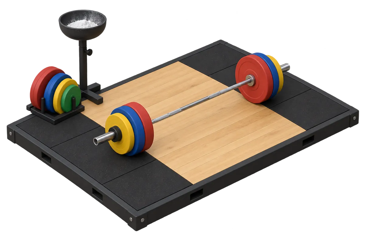 Illustration of a lifting platform with a loaded bar